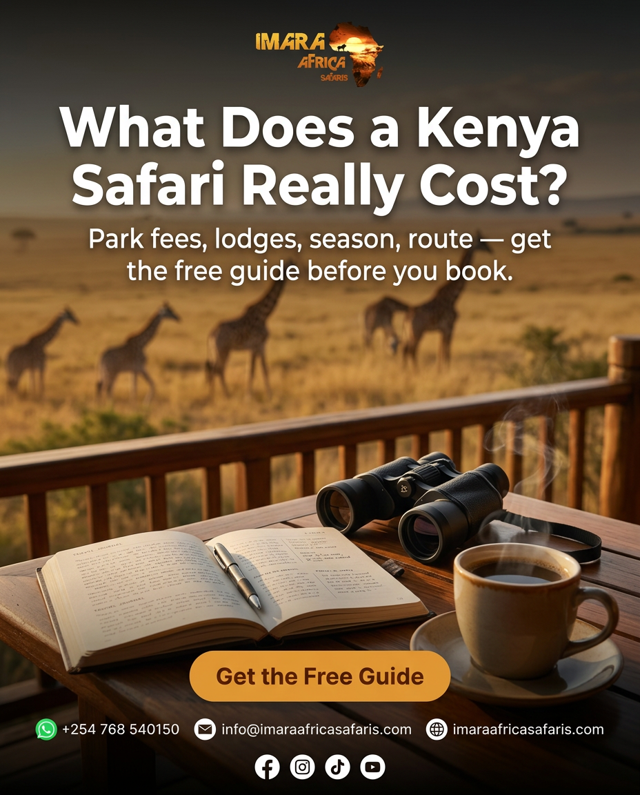 Kenya safari quote documents with binoculars and lodge details